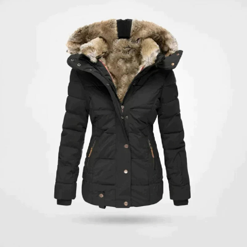 Chaqueta Parka con Capucha de Piel Templada para Mujeres | Abrigo Clásico de Invierno