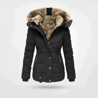 Chaqueta Parka con Capucha de Piel Templada para Mujeres | Abrigo Clásico de Invierno