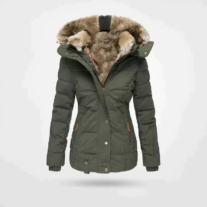 Chaqueta Parka con Capucha de Piel Templada para Mujeres | Abrigo Clásico de Invierno