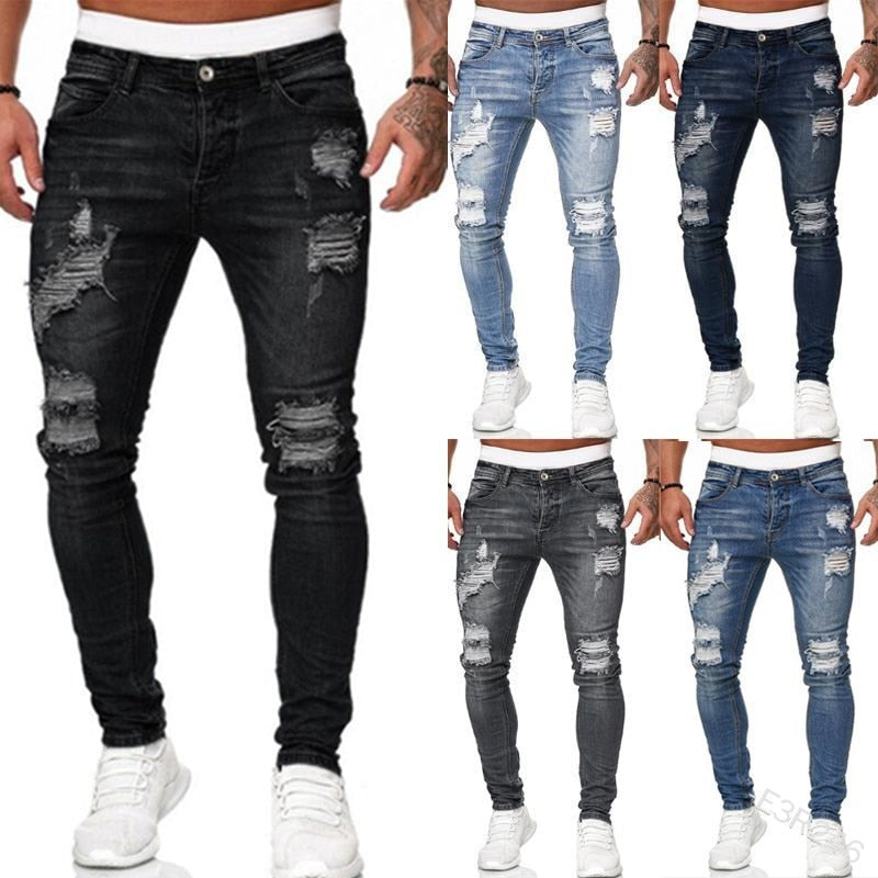 Zvyšte svůj styl s těmito roztrhanými slim fit džíny