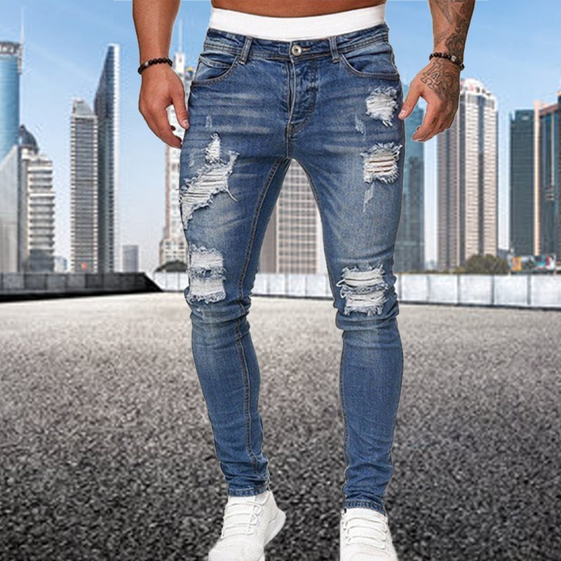Zvyšte svůj styl s těmito roztrhanými slim fit džíny