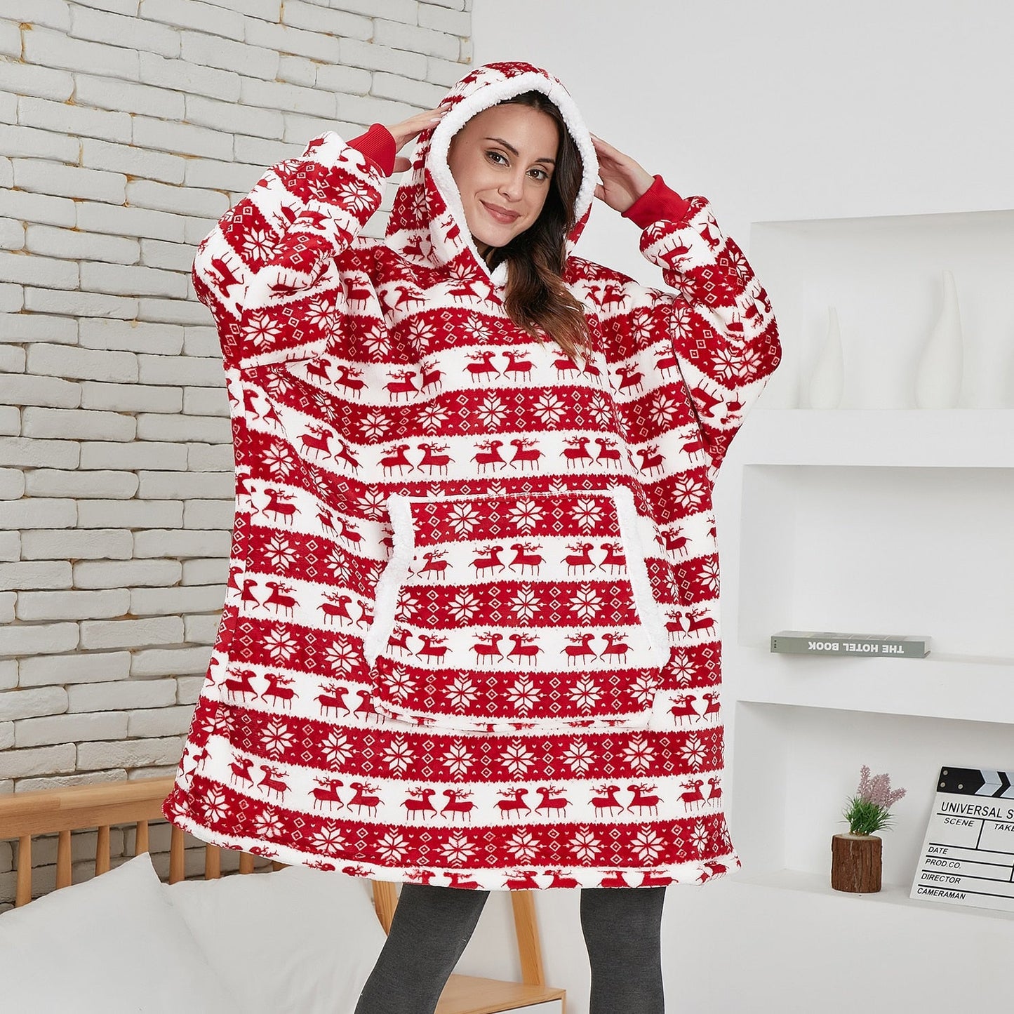 Nevira Pijama Navidad Mujer | Hoodie Oversize con Capucha