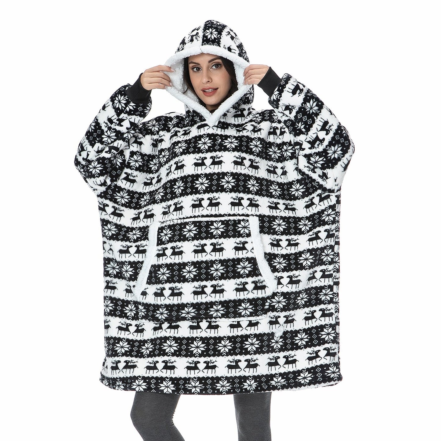 Nevira Pijama Navidad Mujer | Hoodie Oversize con Capucha