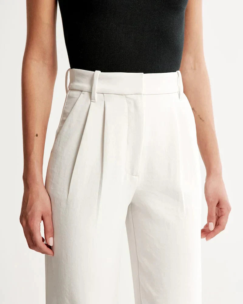 Pantalón Ancho Sastre Mujer | Cintura Alta & Corte Amplio