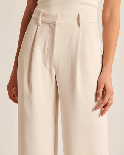 Pantalón Ancho Sastre Mujer | Cintura Alta & Corte Amplio