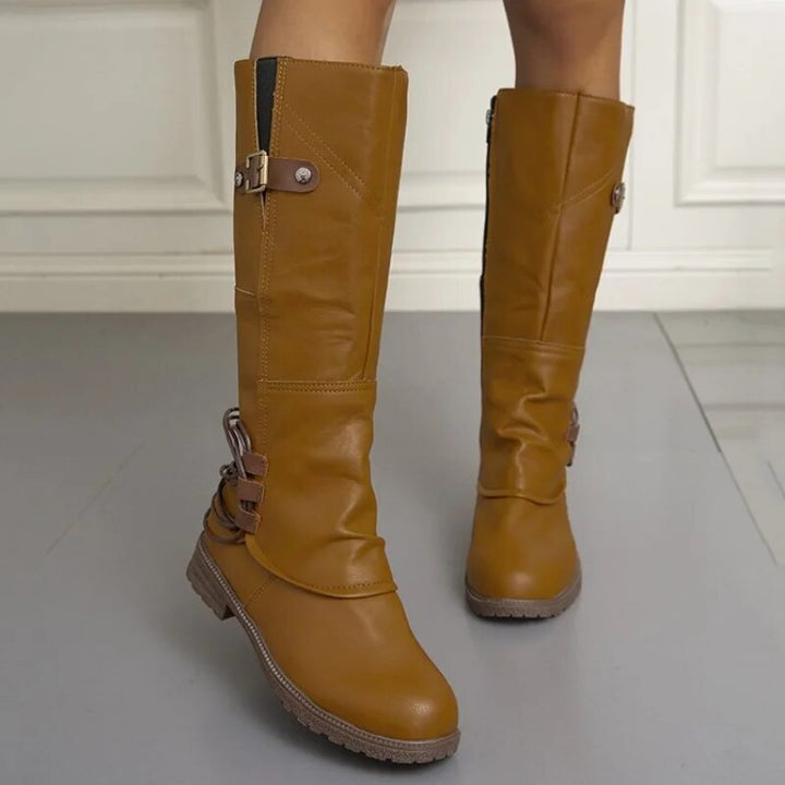 Bottes Hautes Femme | Aspect Cuir et Détail de Boucle
