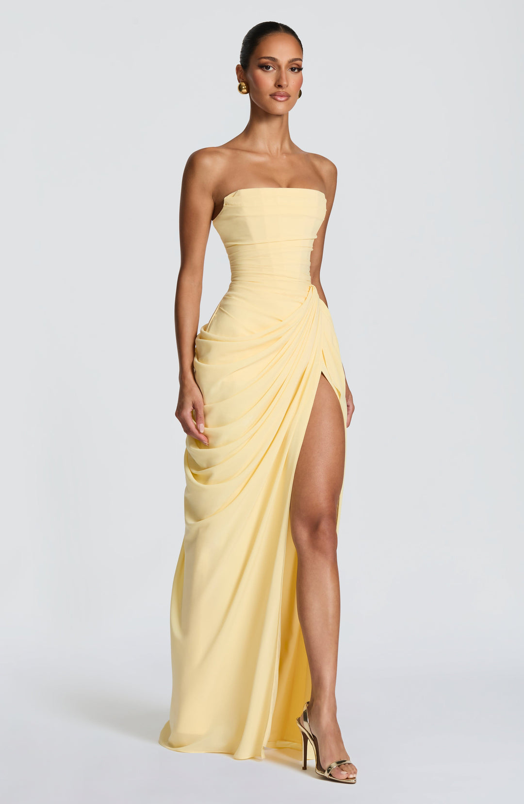 Olivia | Women's Elegant Corset Maxi Dress with Asymmetrical Draping-Metro Lane Plaza