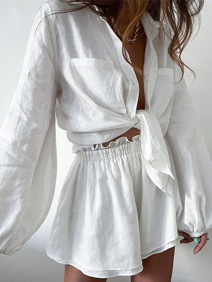 Conjunto camisa manga larga shorts