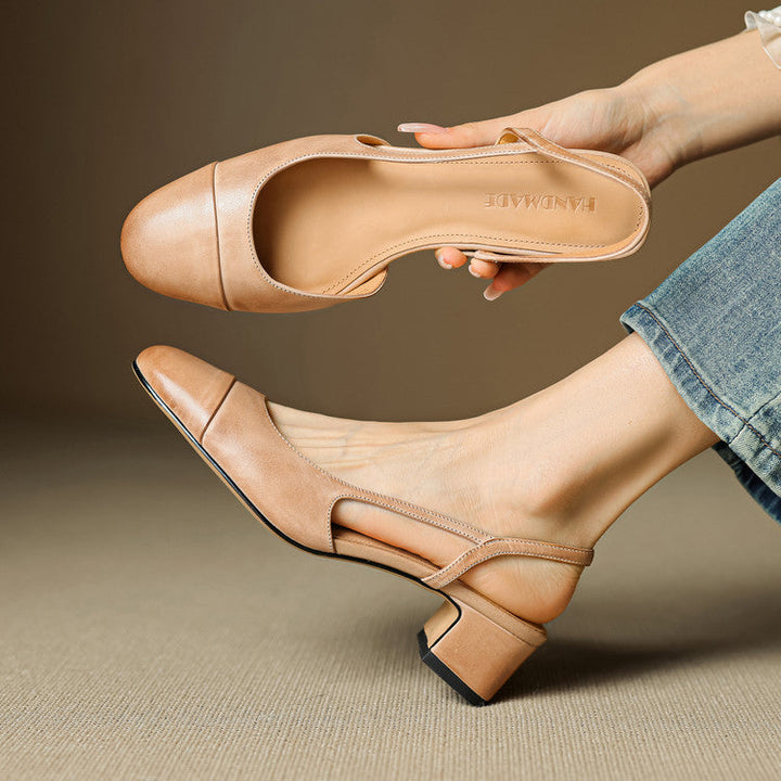 Zapatos de Salón Destalonados de Cuero Genuino para Mujer