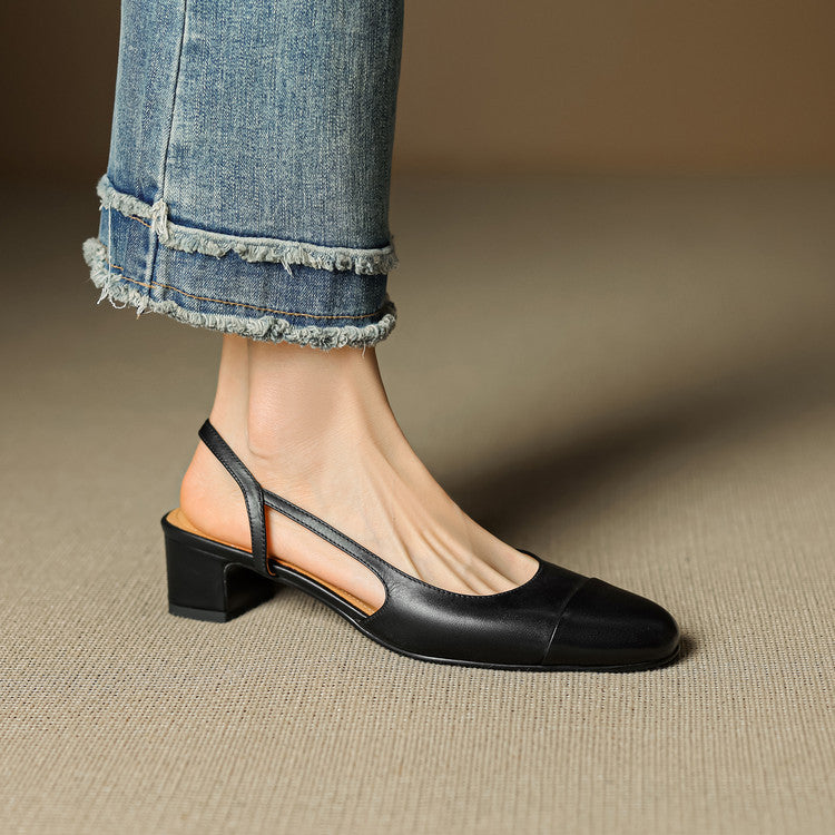 Zapatos de Salón Destalonados de Cuero Genuino para Mujer