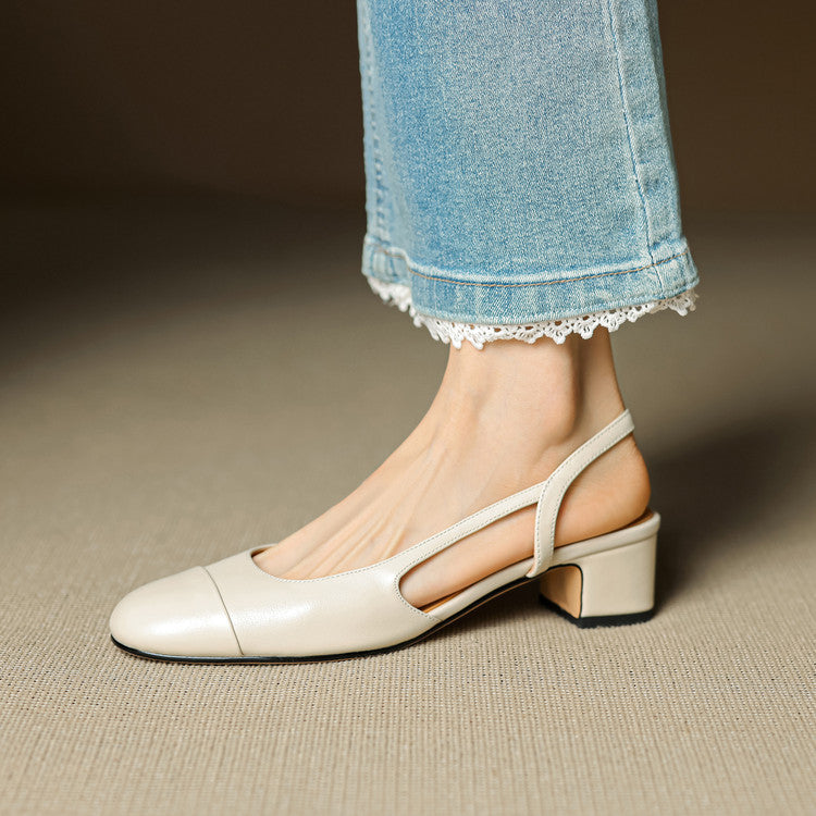 Zapatos de Salón Destalonados de Cuero Genuino para Mujer