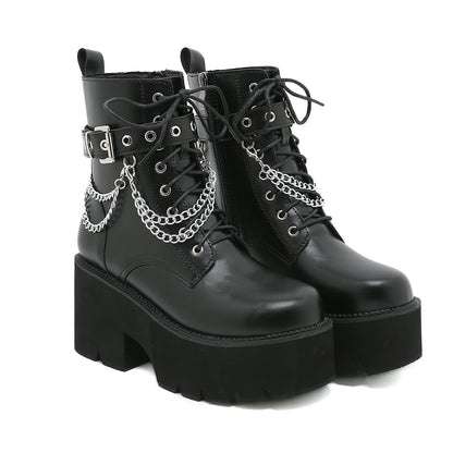 Botas de Plataforma Negras para Mujeres | Estilo Punk con Tacón Grueso