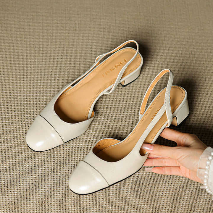 Zapatos de Salón Destalonados de Cuero Genuino para Mujer