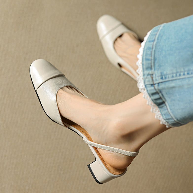 Zapatos de Salón Destalonados de Cuero Genuino para Mujer