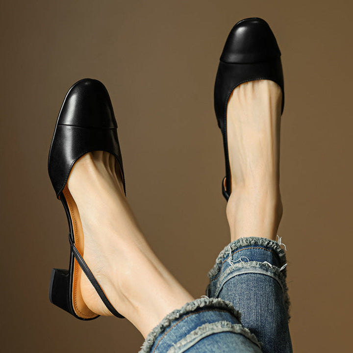Zapatos de Salón Destalonados de Cuero Genuino para Mujer