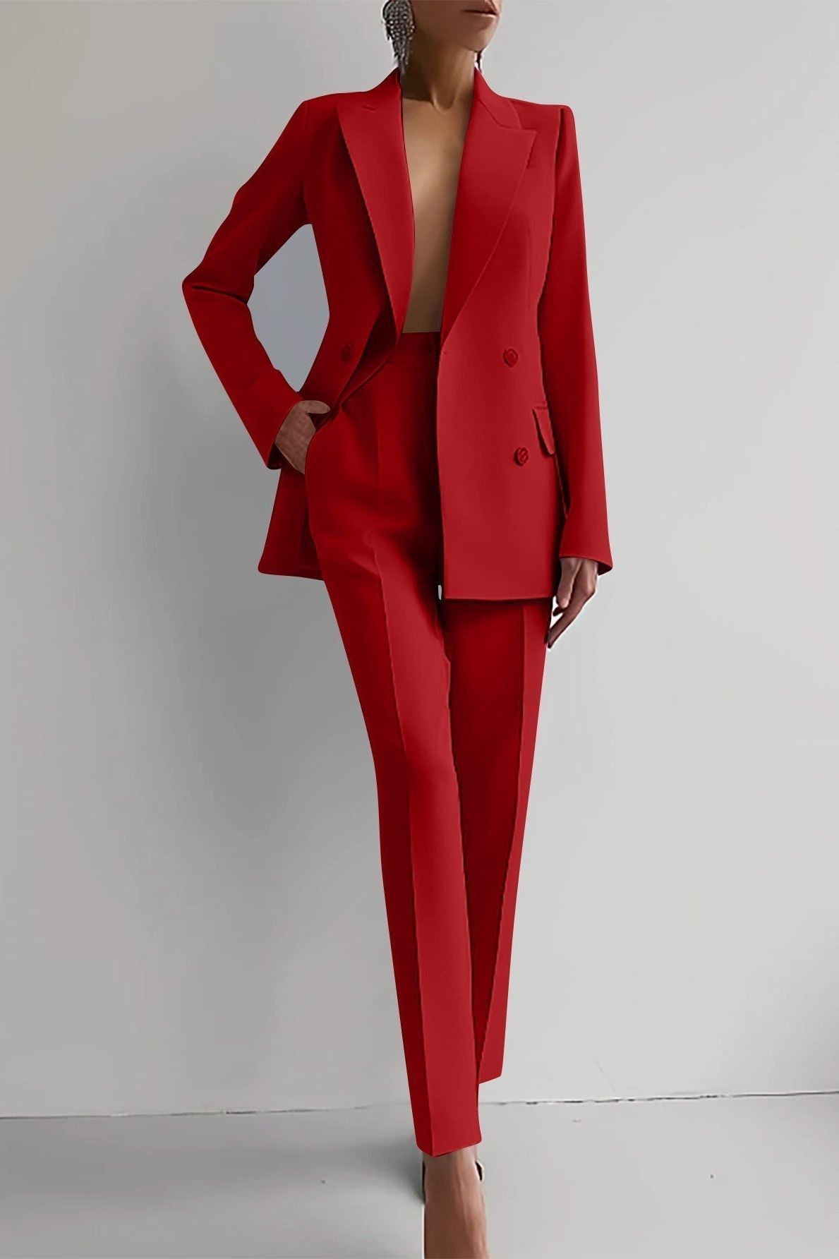 Traje Mujer Chic | Blazer Largo & Pantalón Slim