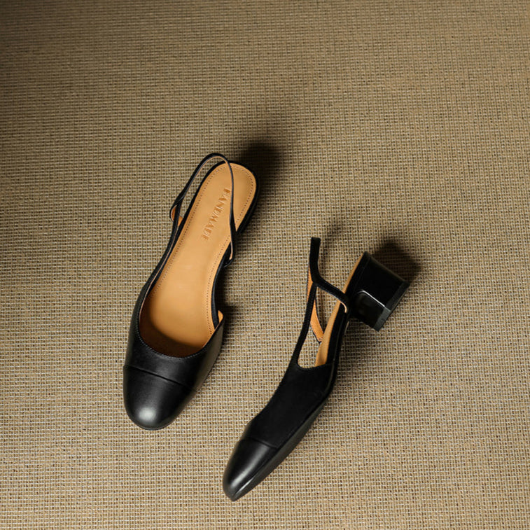 Zapatos de Salón Destalonados de Cuero Genuino para Mujer