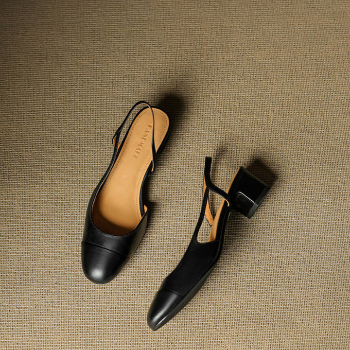Zapatos de Salón Destalonados de Cuero Genuino para Mujer