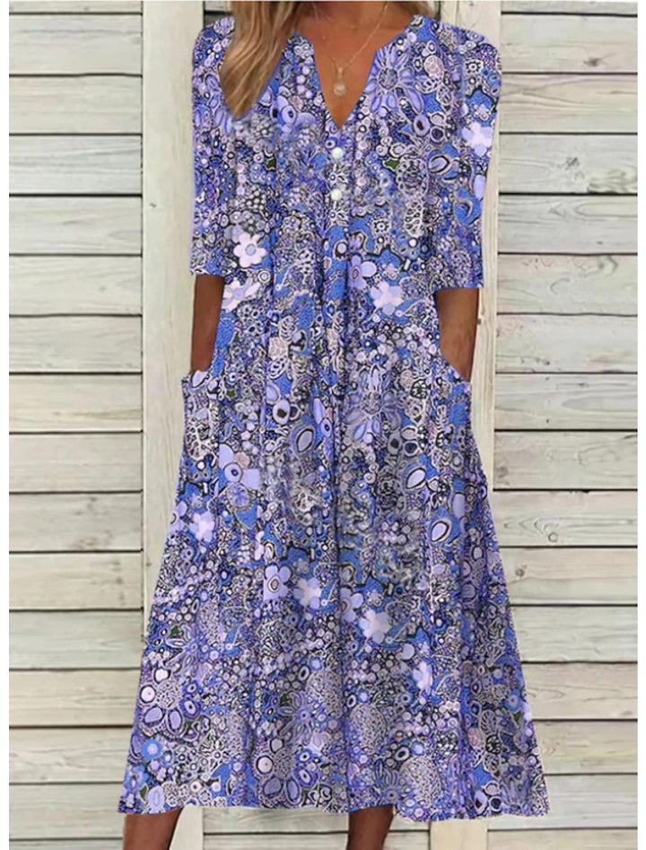 Midi letní šaty v boho stylu pro ženy