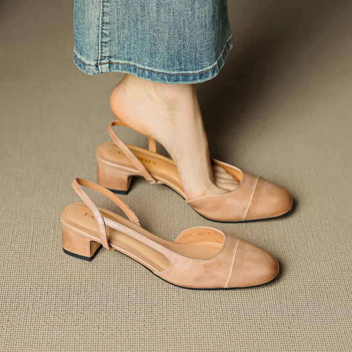Zapatos de Salón Destalonados de Cuero Genuino para Mujer