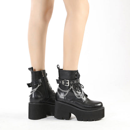 Botas de Plataforma Negras para Mujeres | Estilo Punk con Tacón Grueso