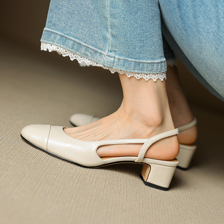 Zapatos de Salón Destalonados de Cuero Genuino para Mujer