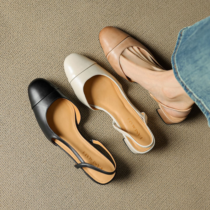 Zapatos de Salón Destalonados de Cuero Genuino para Mujer