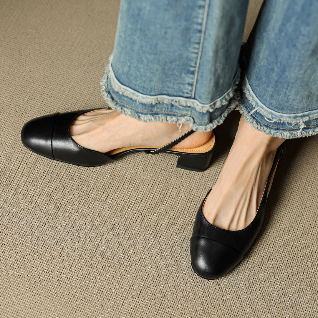 Zapatos de Salón Destalonados de Cuero Genuino para Mujer