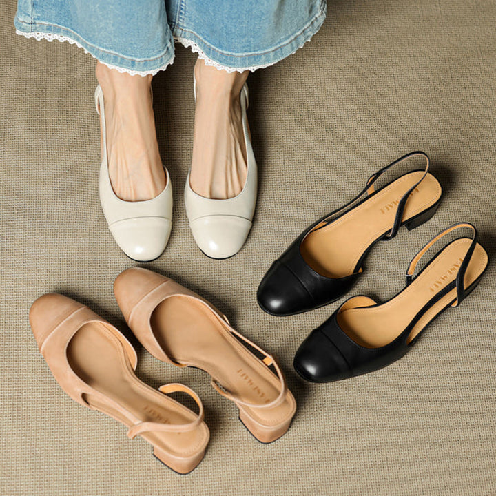 Zapatos de Salón Destalonados de Cuero Genuino para Mujer