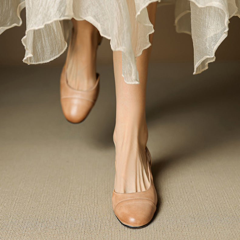 Zapatos de Salón Destalonados de Cuero Genuino para Mujer