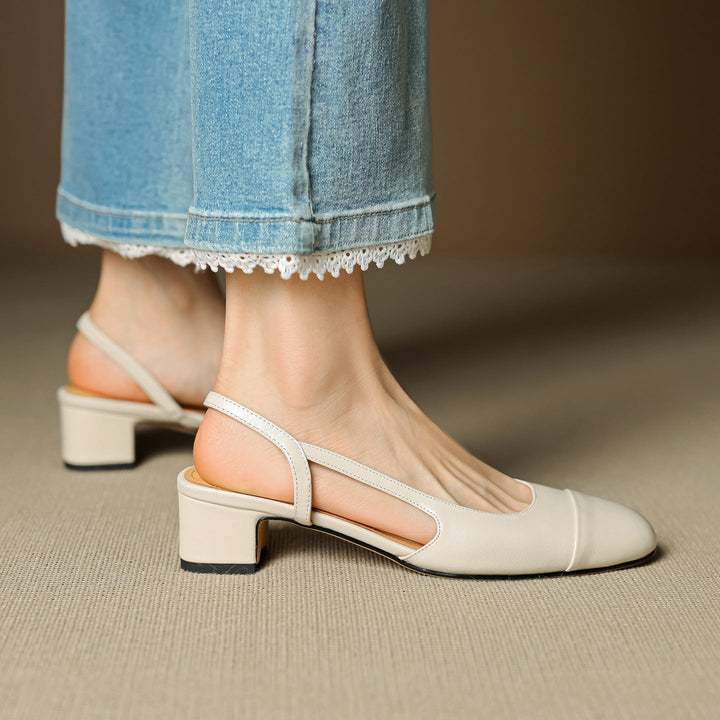 Zapatos de Salón Destalonados de Cuero Genuino para Mujer