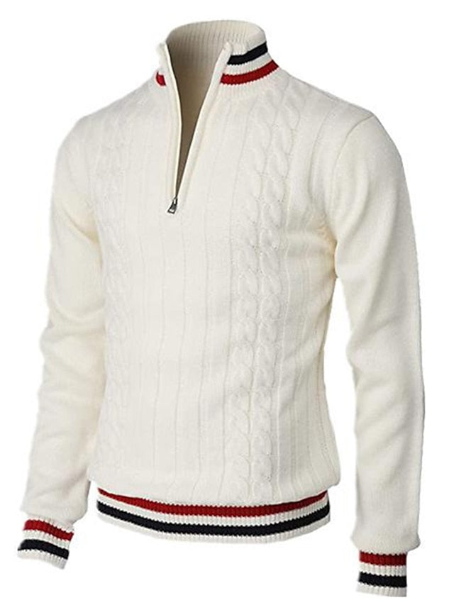 Suéter de Cuello Alto Semi-Zip para Hombre | Manga Larga