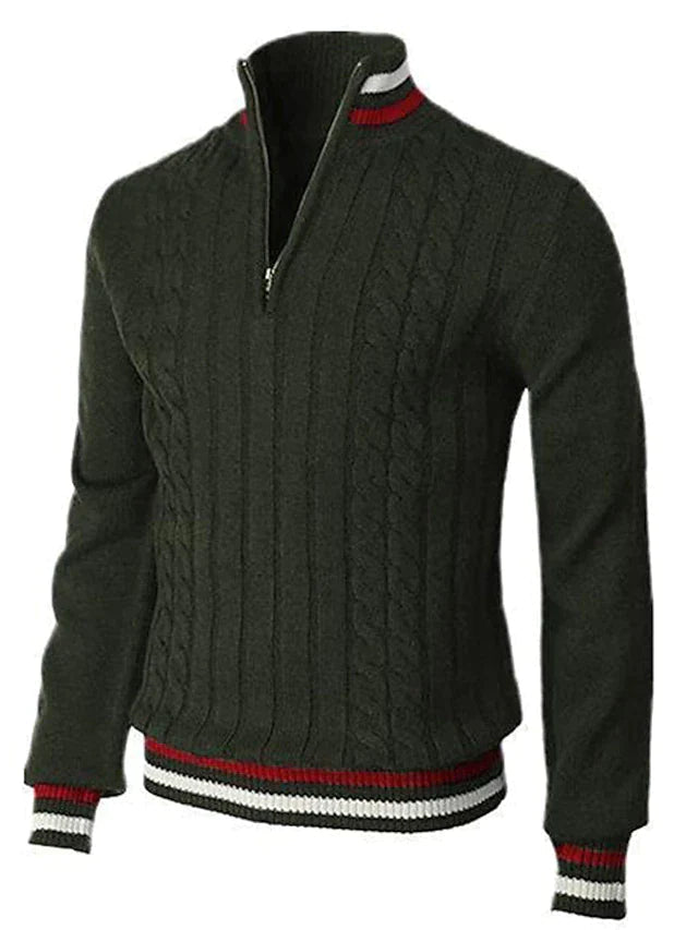 Suéter de Cuello Alto Semi-Zip para Hombre | Manga Larga