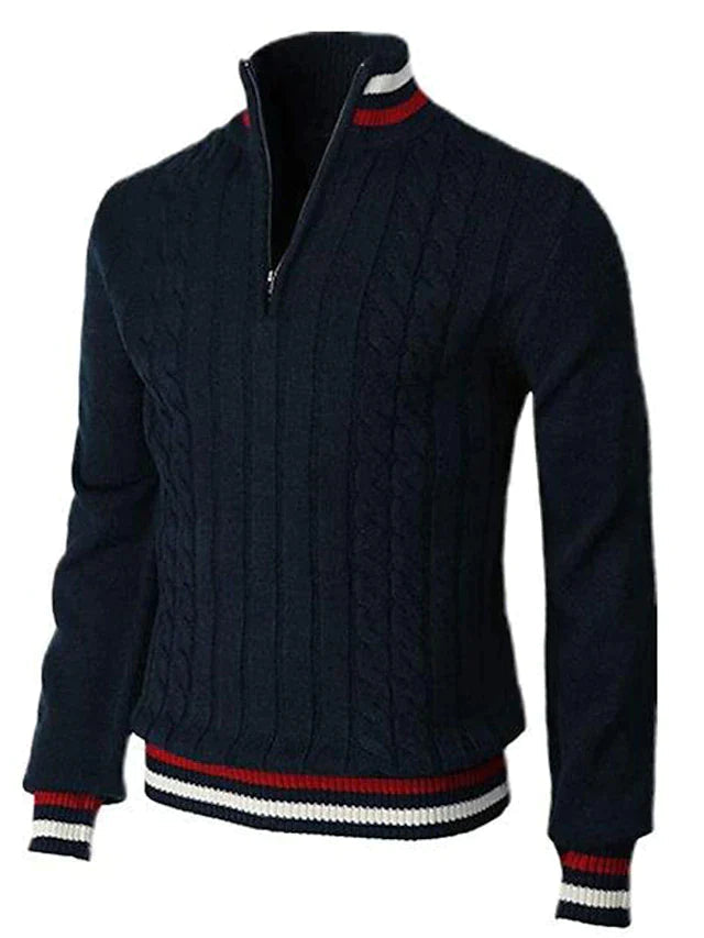 Suéter de Cuello Alto Semi-Zip para Hombre | Manga Larga