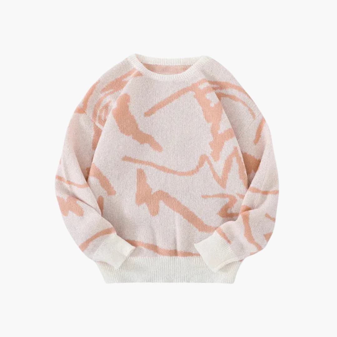 Arvion Men's Sweater | Sweater with Abstract Print and Ribbed Hem