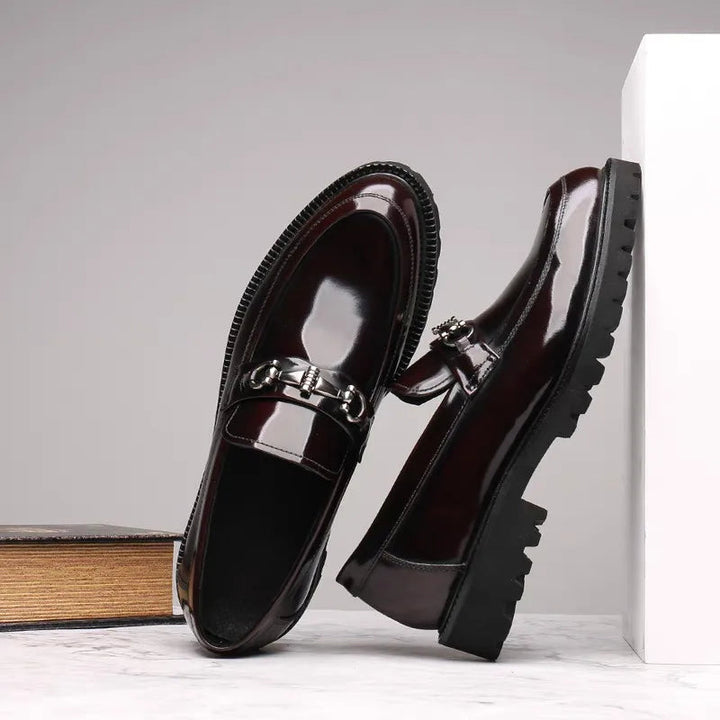 Mocasines de Cuero para Hombre con Hebilla Metálica y Suela de Goma Antideslizante - Zapatos de Vestir Clásicos y Cómodos