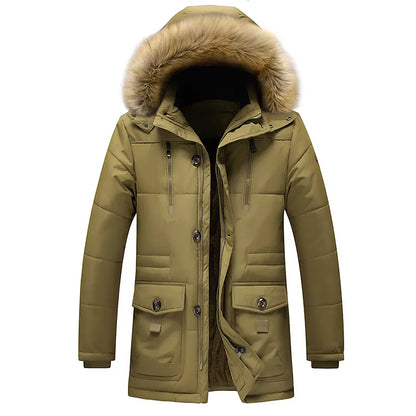 Chaqueta de parka con capucha para hombres | Forrada de piel para invierno