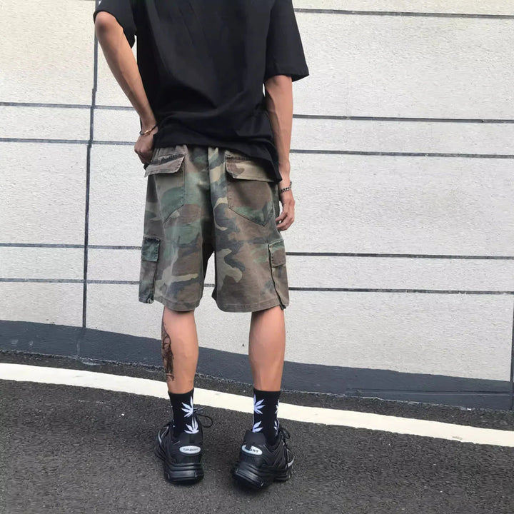 Men's Oversized Camo Camouflage Cargo Summer Shorts-Metro Lane Plaza