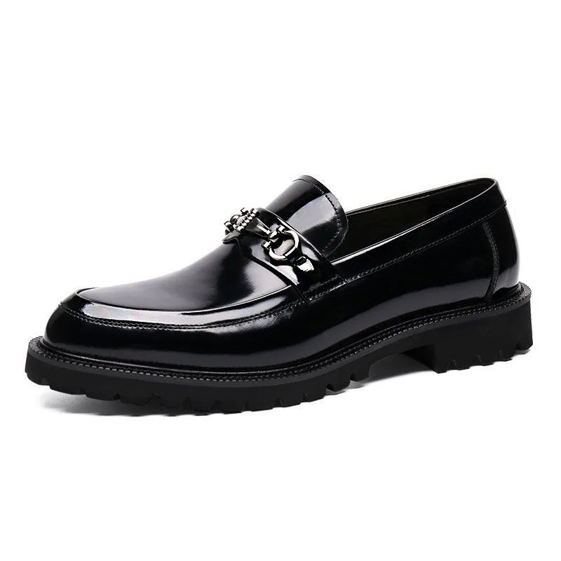 Mocasines de Cuero para Hombre con Hebilla Metálica y Suela de Goma Antideslizante - Zapatos de Vestir Clásicos y Cómodos