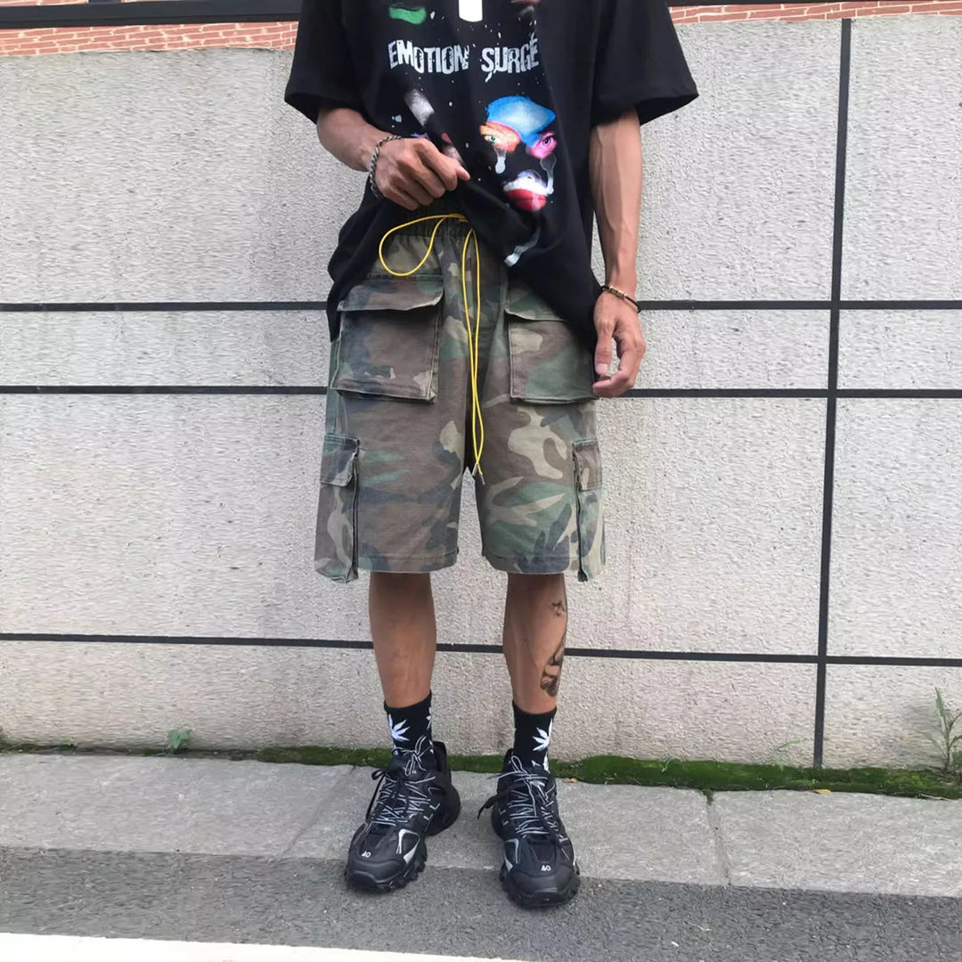 Men's Oversized Camo Camouflage Cargo Summer Shorts-Metro Lane Plaza