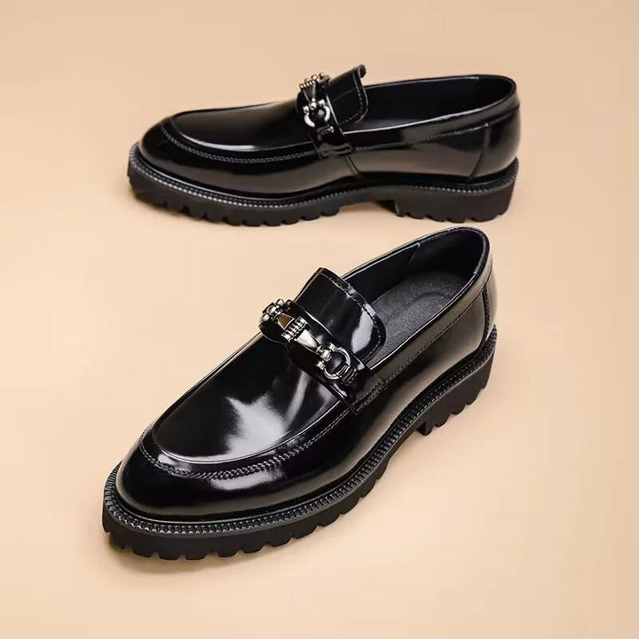 Mocasines de Cuero para Hombre con Hebilla Metálica y Suela de Goma Antideslizante - Zapatos de Vestir Clásicos y Cómodos