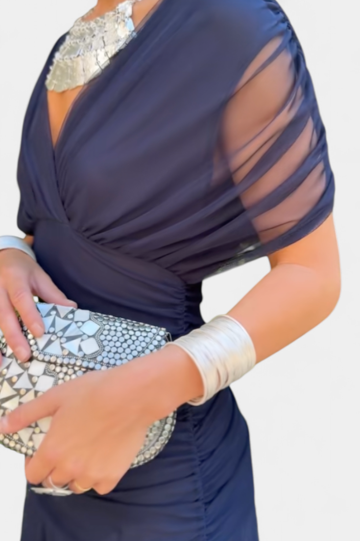 Vestido Largo Estampado Floral con Escote en V y Cintura Plisada | Vestido de Fiesta Elegante para Mujer y Eventos Especiales