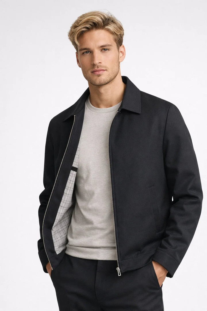 Jachetă bărbați business casual și minimalistă cu căptușeală în carouri pentru primăvară