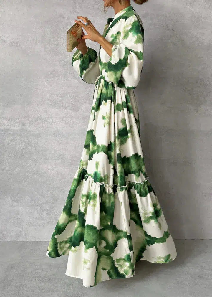 Patricia Maxikleid für Damen - Lange Ärmel, V-Ausschnitt - Elegantes und fließendes Design für formelle Anlässe