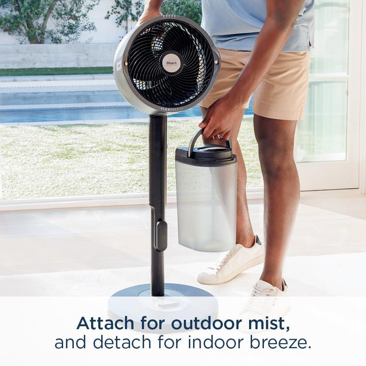 Shark FlexBreeze Pro Nebelventilator – Indoor & Outdoor, Integriertes Nebel, Sockel auf Tischplatte, kabelgebunden oder kabellos, bis zu 24 Stunden Akku, oszillierend, Anthrazit, FA302 (Version 2025)