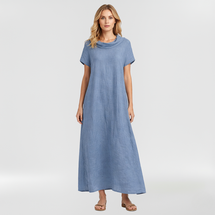 Vestido largo suelto para mujer de manga corta casual