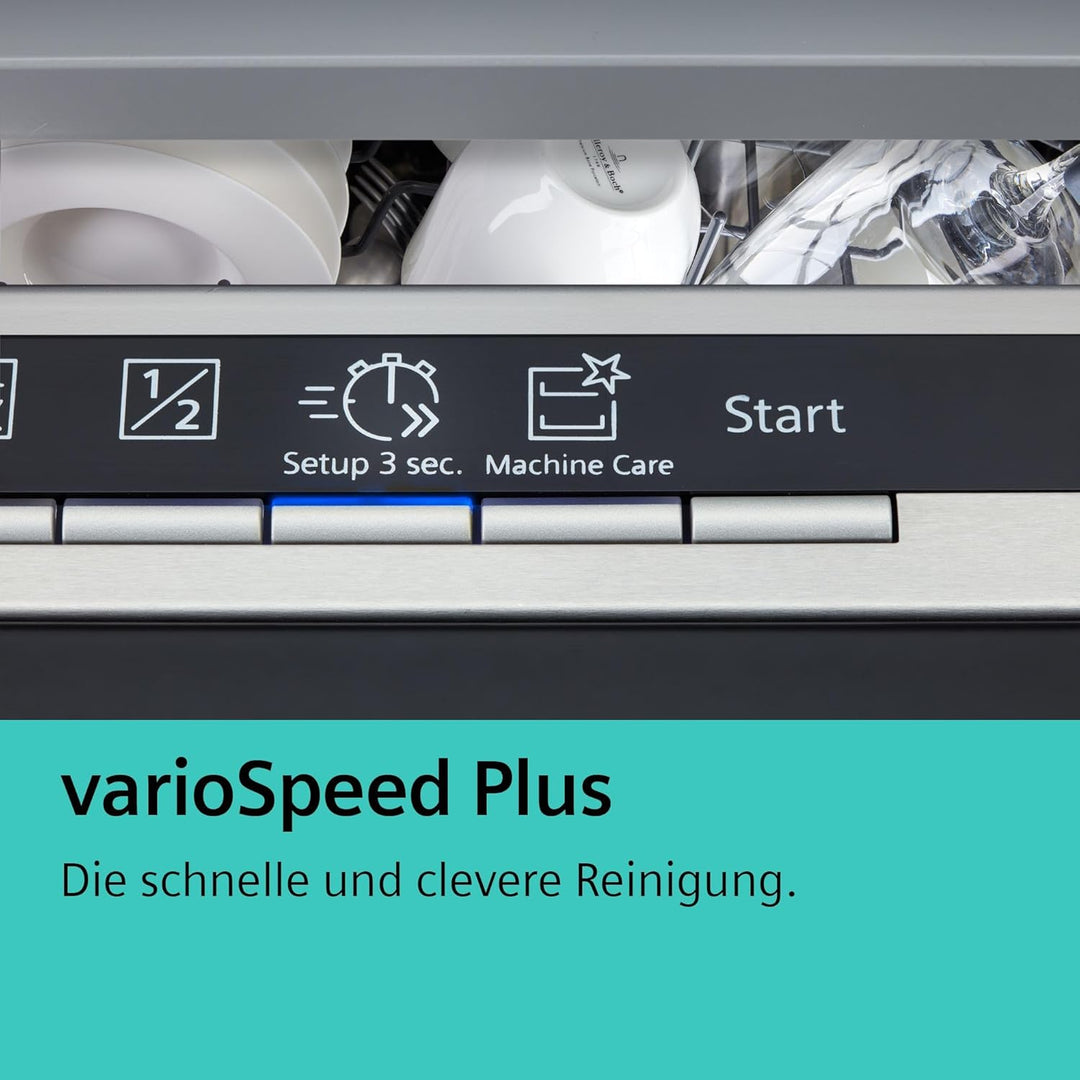 Siemens SN43ES14VE, iQ300 Smarter Geschirrspüler, Unterbau-Spülmaschine mit Besteckschublade, 60 cm, automatische Türöffnung dank autoOpen dry, besonders leise mit iQdrive-Motor, aquaStop, Edelstahl