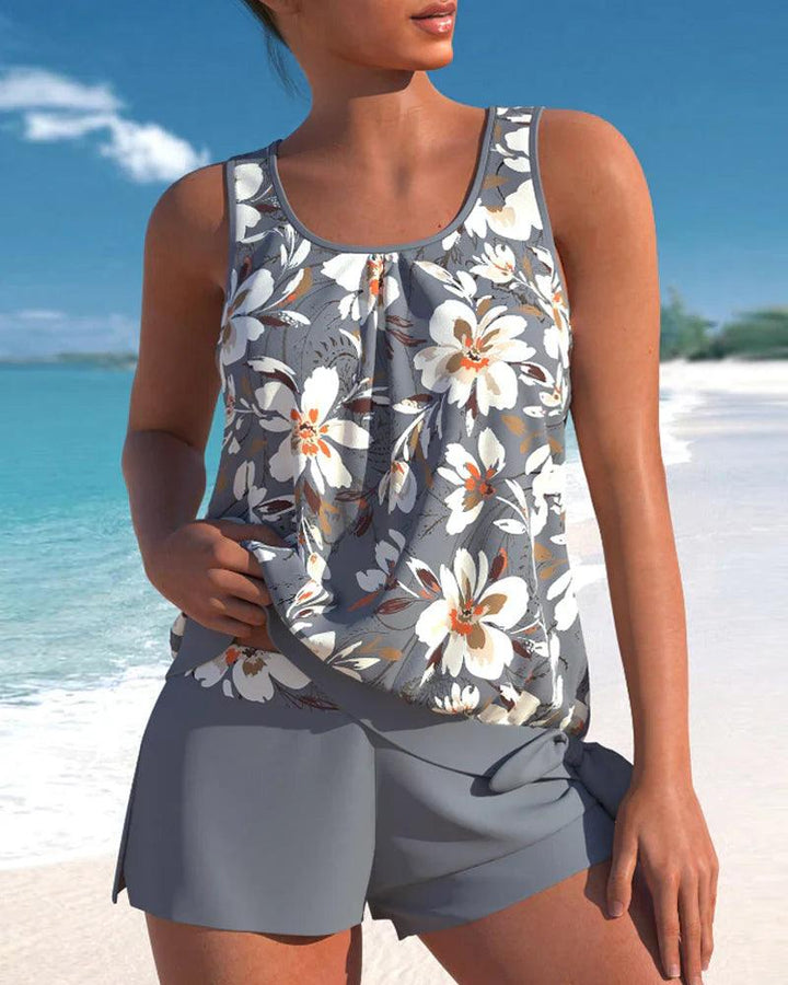 Conjunto Tankini con Estampado Floral para Mujer