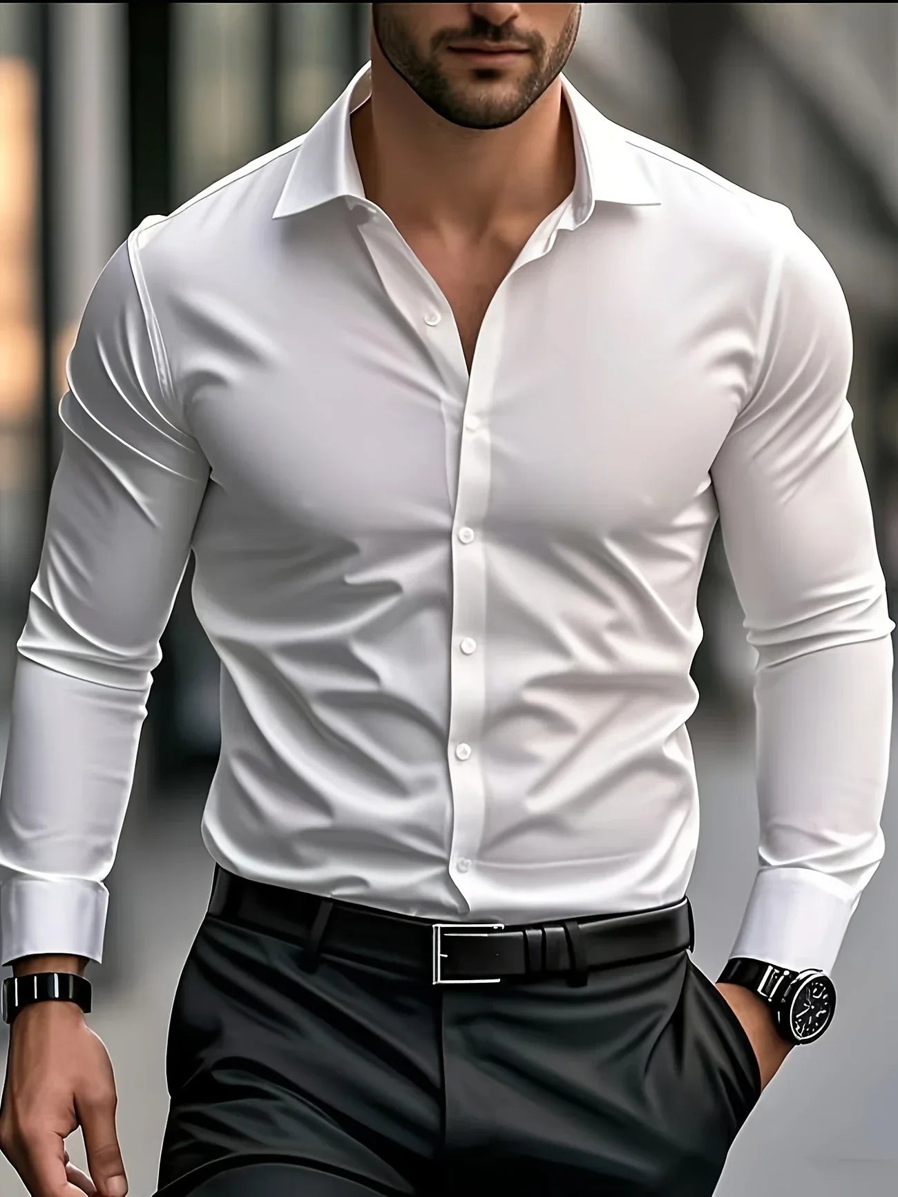 Byrellino Camisa Hombre | Camisa de Hombre con Botones y Cuello