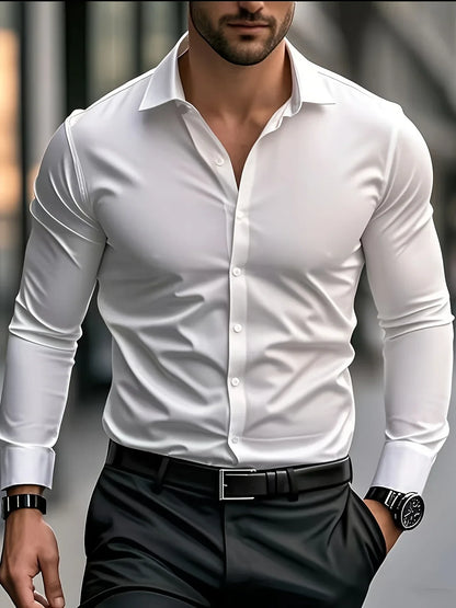 Byrellino Camisa Hombre | Camisa de Hombre con Botones y Cuello